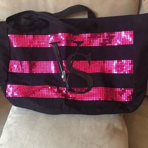 Victoria’s Secret Black & Fuchsia Sequin Tote Bag